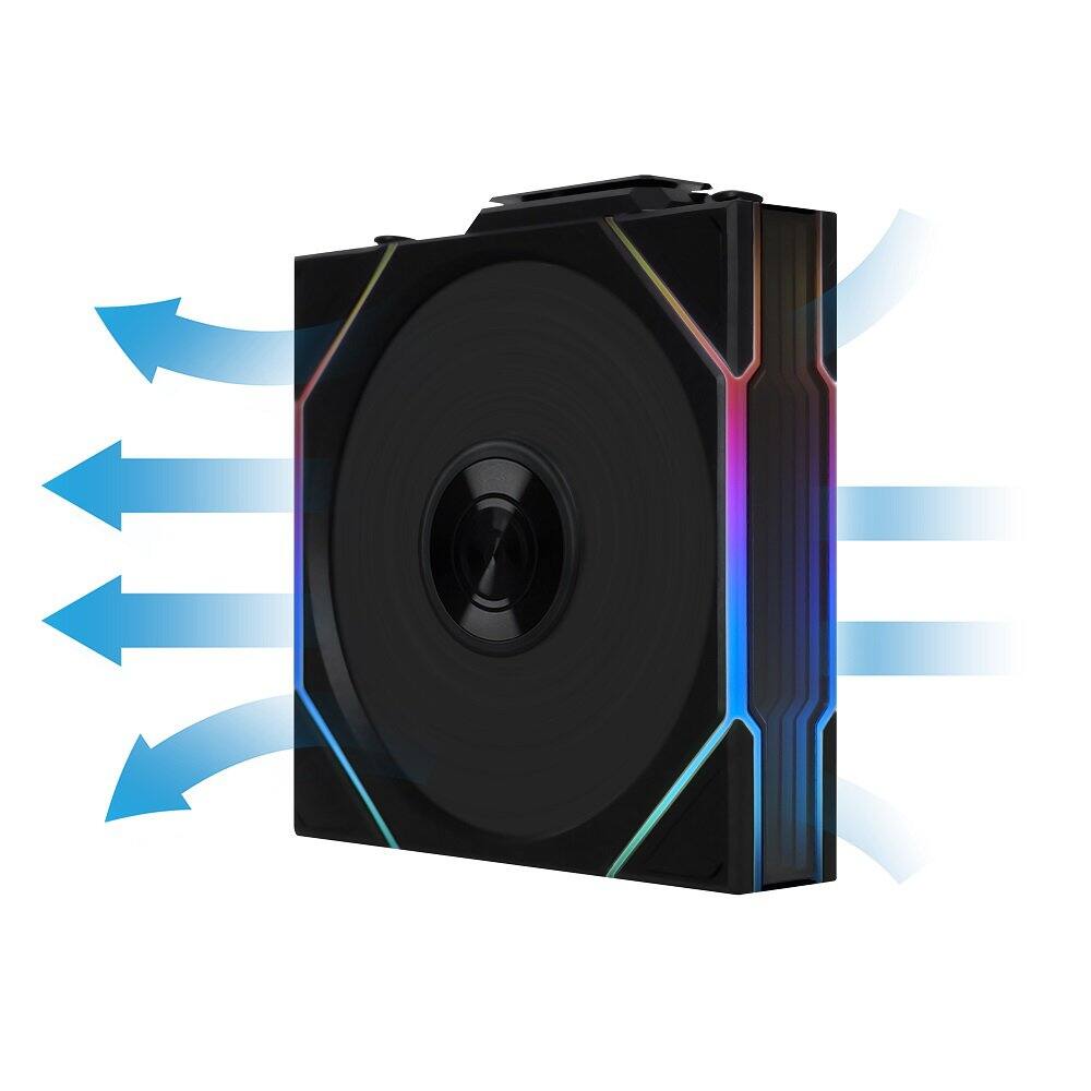 Alt View 1. Lian Li - UNI FAN TL 120 Wireless 120mm ARGB Case Fan Reverse Blade Single Black - Black.