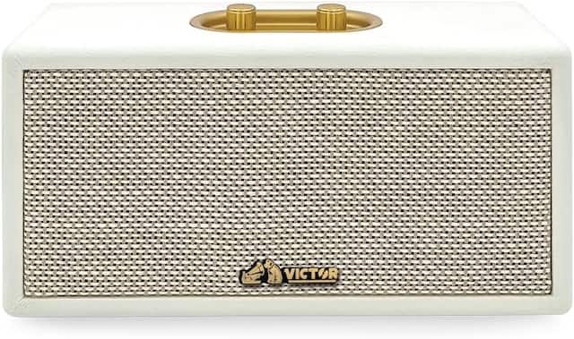 Front. Victor - Victor VAS-3003 Portable Bluetooth Speaker with Radio and USB Reader - Cream - White.