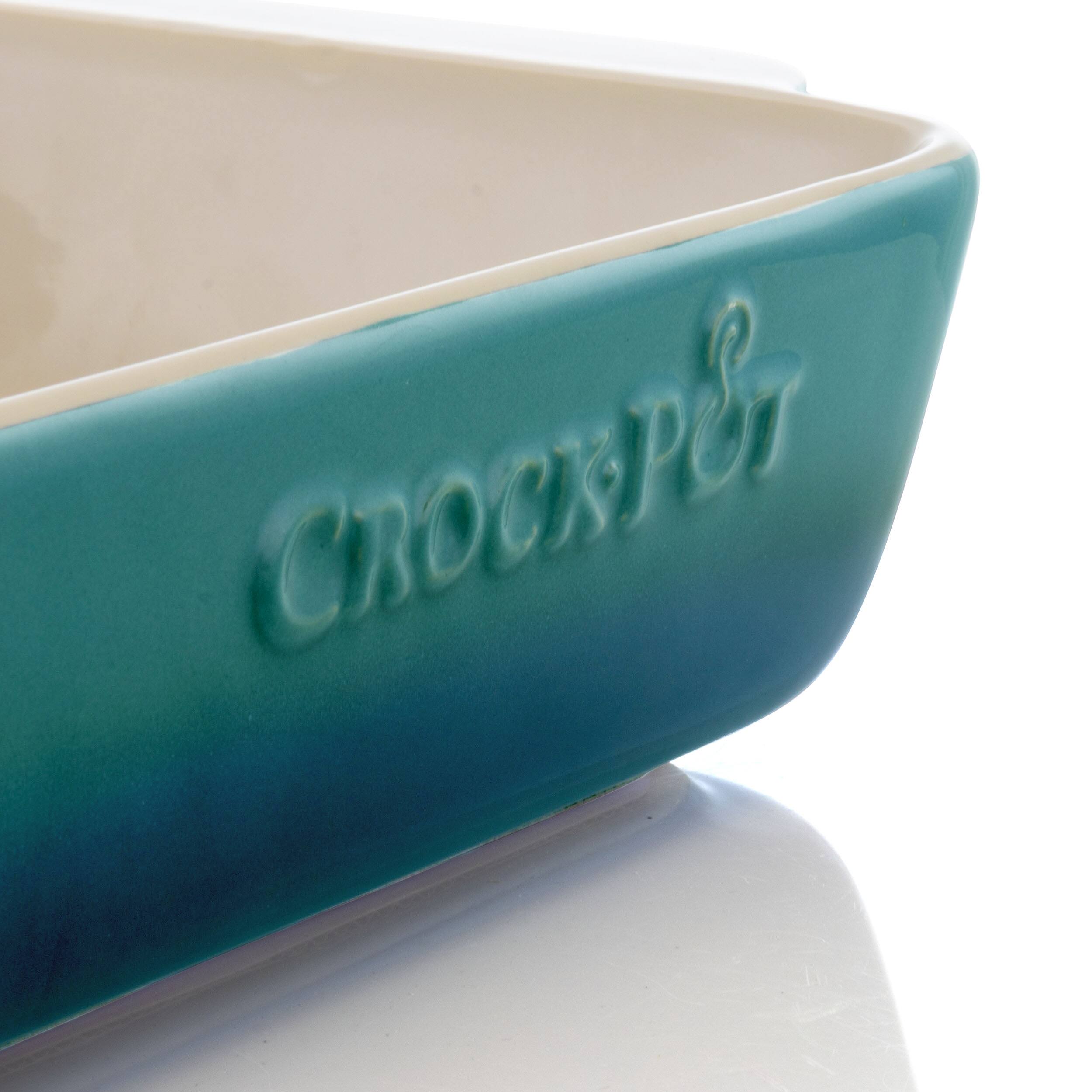 Alt View 5. Crock-Pot - Crock Pot Artisan 4 Quart Rectangular Stoneware Bake Pan in Gradient Teal - Gradient Teal.