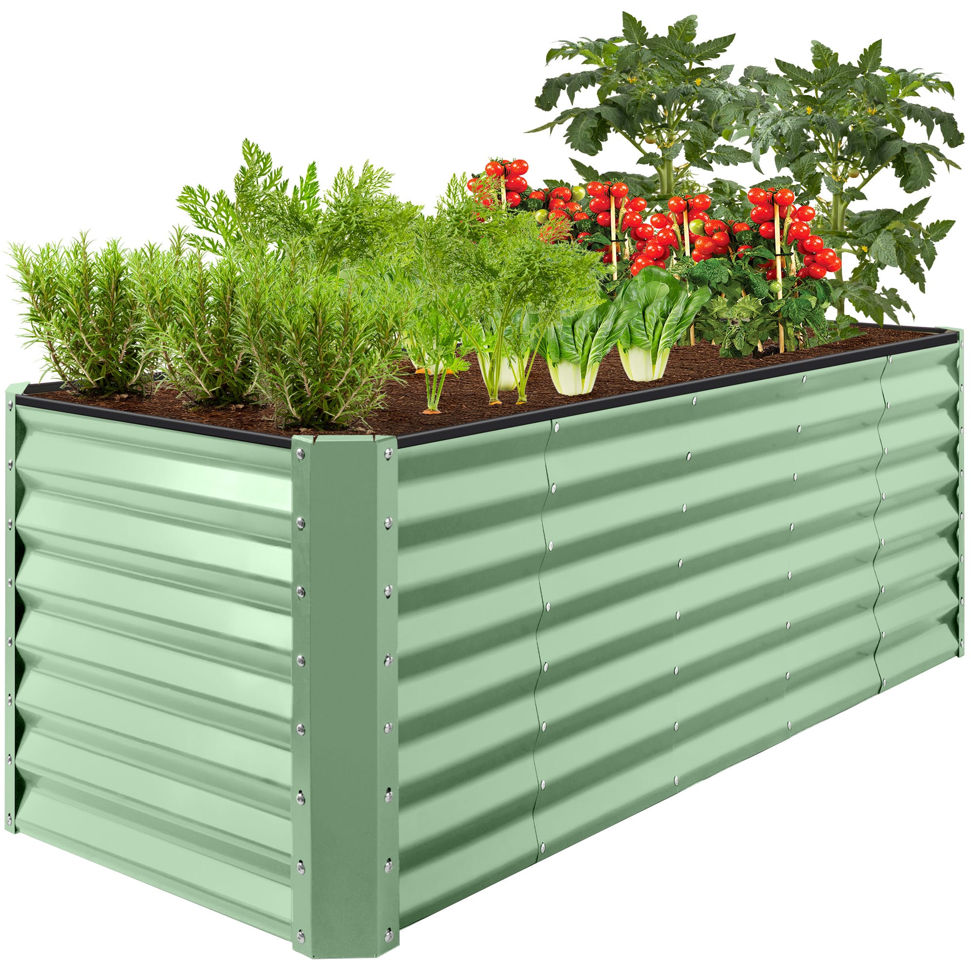Best Choice Products - 8x2x2ft Outdoor Metal Raised Garden Bed, Planter Box for Vegetables, Flowers, Herbs - Sage Green