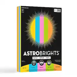 Astrobrights - Colored Paper, 24 lbs., 8.5" x 11", Radiant Assortment, 300 Sheets/Ream - Assorted