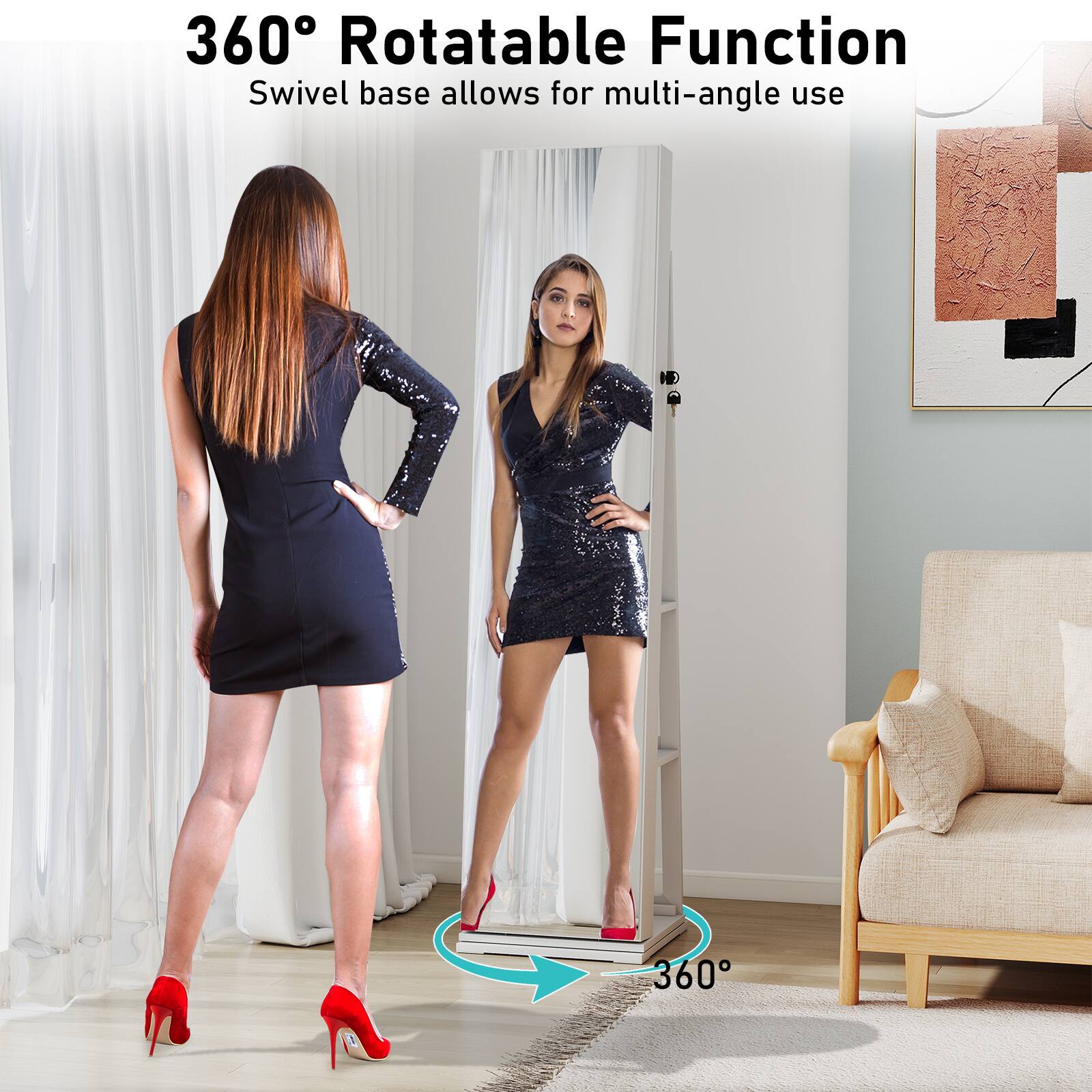 360° Rotatable Function  
Swivel base allows for multi-angle use
