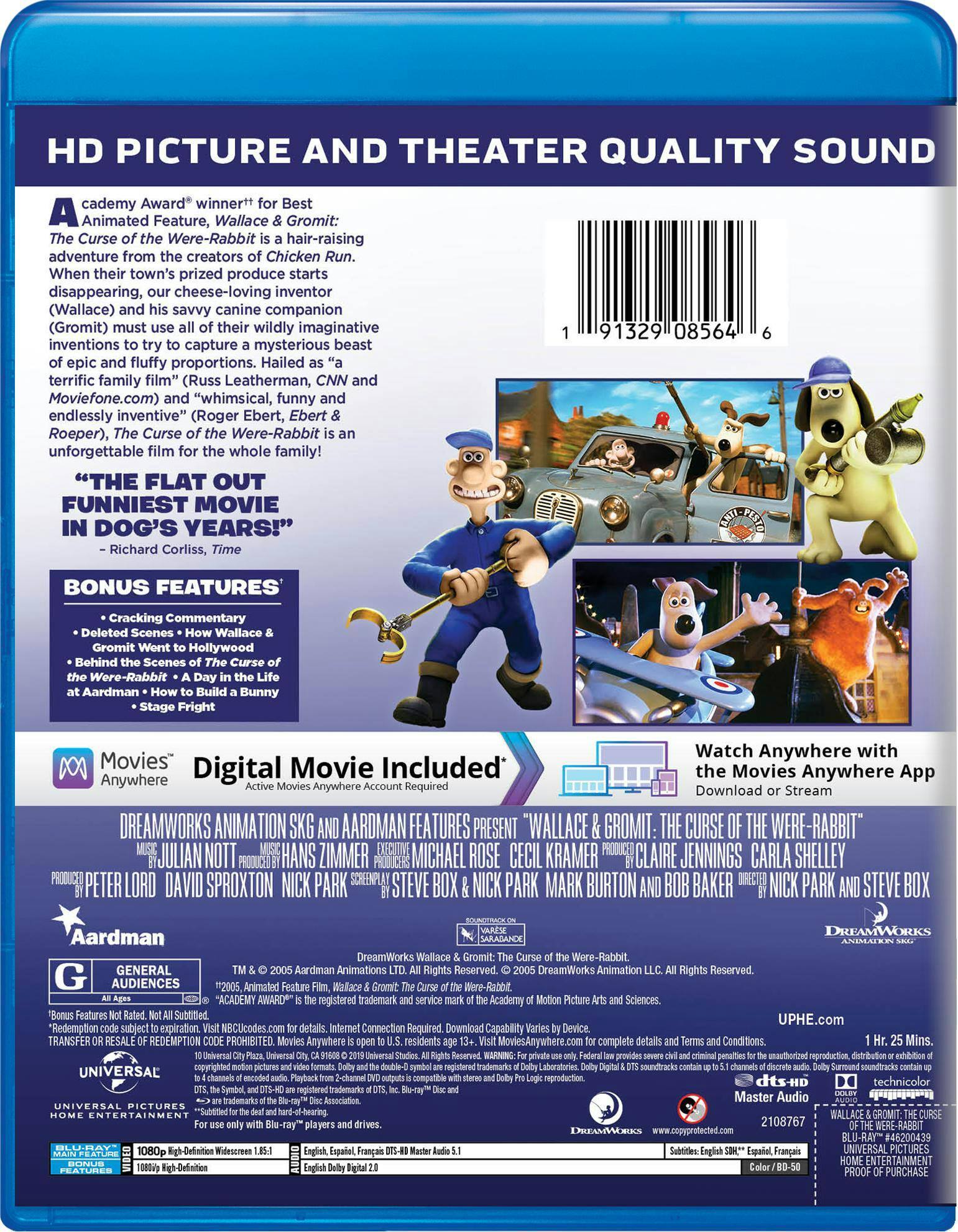 Back. Wallace and Gromit: The Curse of the Were-rabbit (Blu-ray + Digital Copy) [Blu-ray].