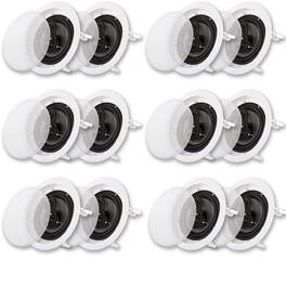 Acoustic Audio by Goldwood - CS-IC63 in Ceiling 6.5" Speaker 6 Pair Pack 3 Way Home Theater Flush Mount - Paintable White