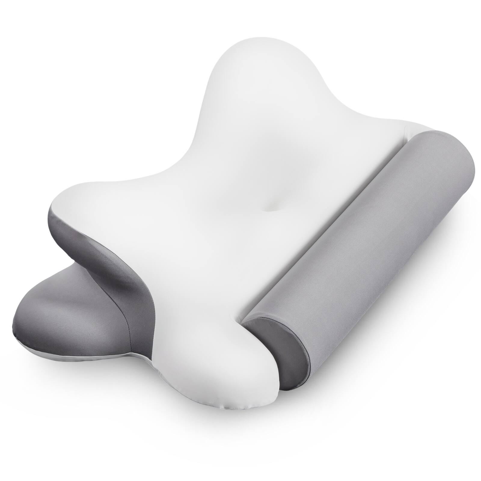 Front. AENKYO - Cervical Neck Pillow Ergonomic Memory Foam Pillows Dual-height design for Sleeping - Gray.