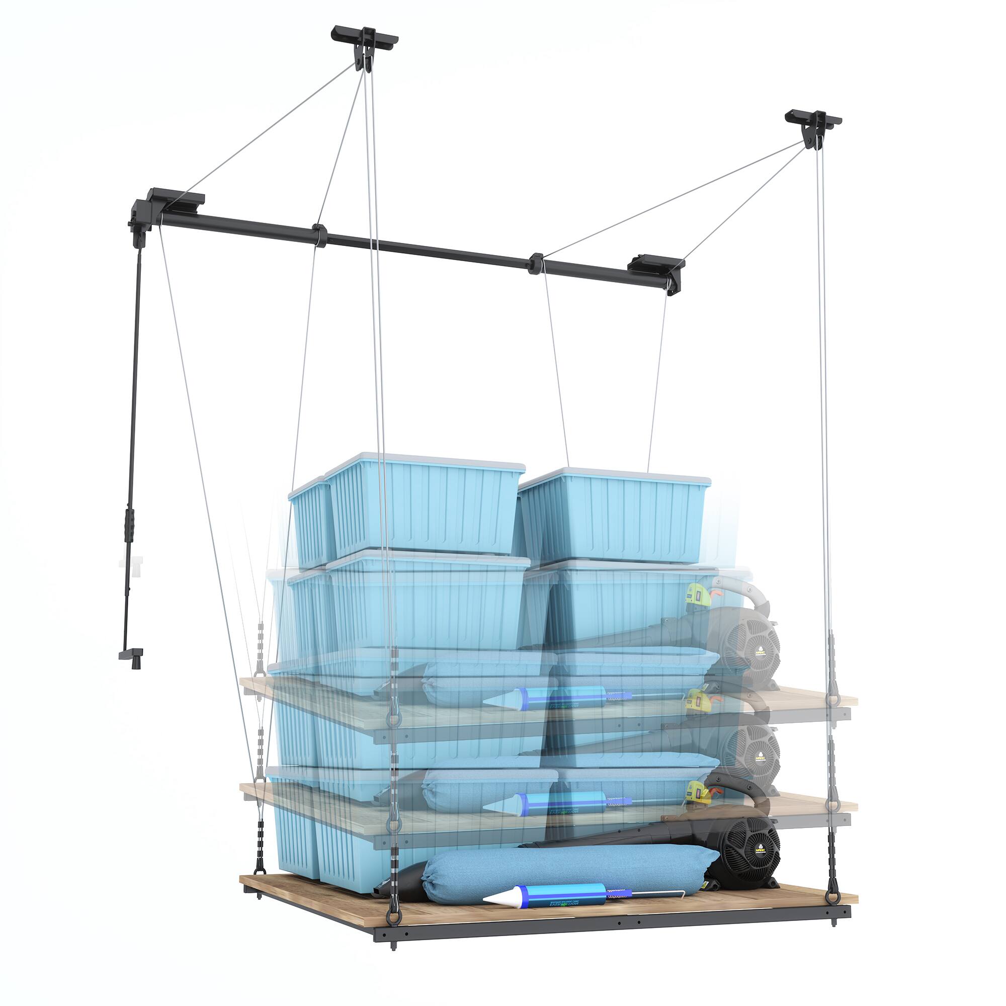 Back. Fleximounts - Gl2 4x4 Ft Garage Lifting Storage Rack Without Platform - Black.