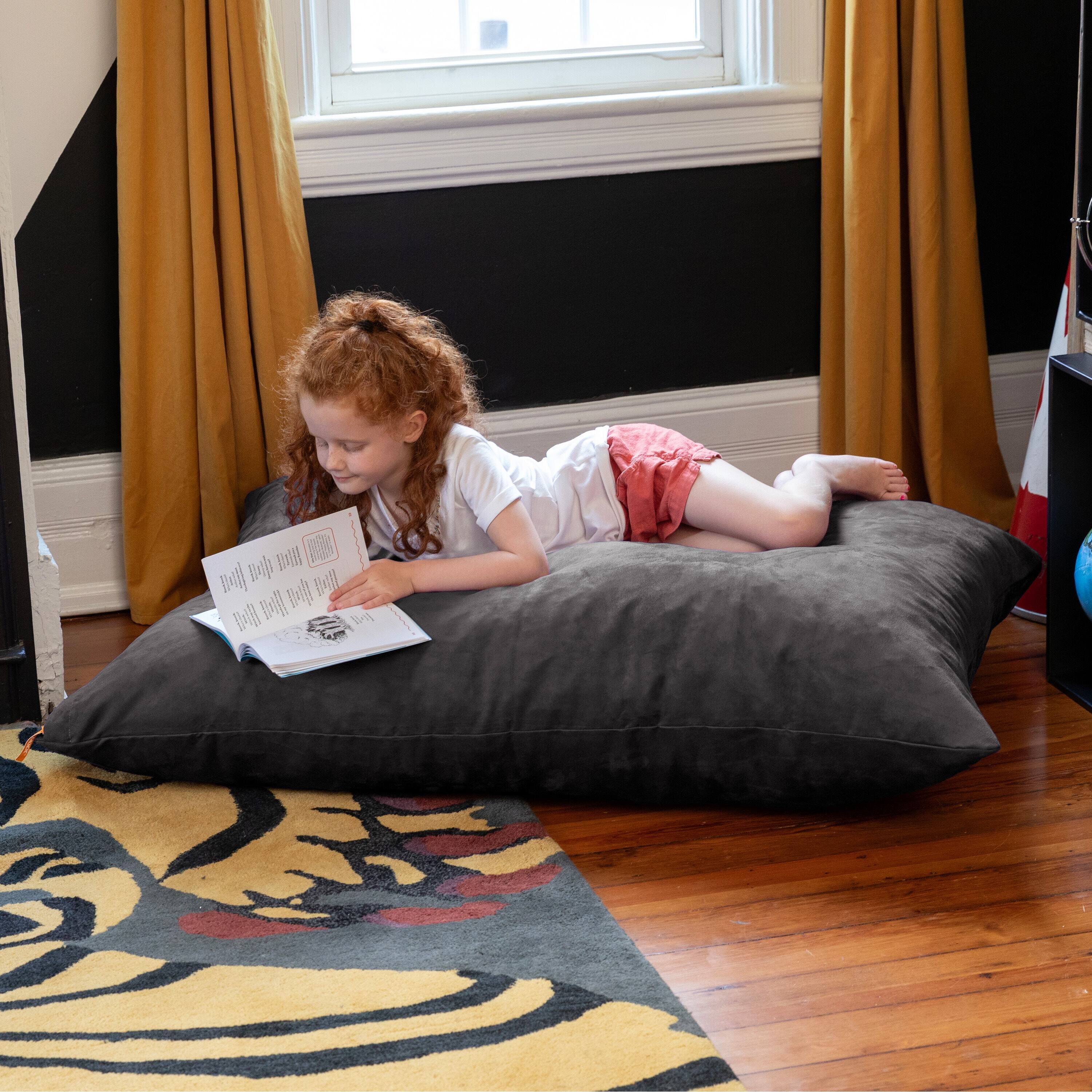 Back. Jaxx - Jaxx 3.5 Ft Pillow Saxx Kids Bean Bag, Black - Black.