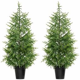 RYHNUYNE - 4FT Norfolk Pine Christmas Tree Set of 2 With 133 Molded Tips and Pot Base - Green
