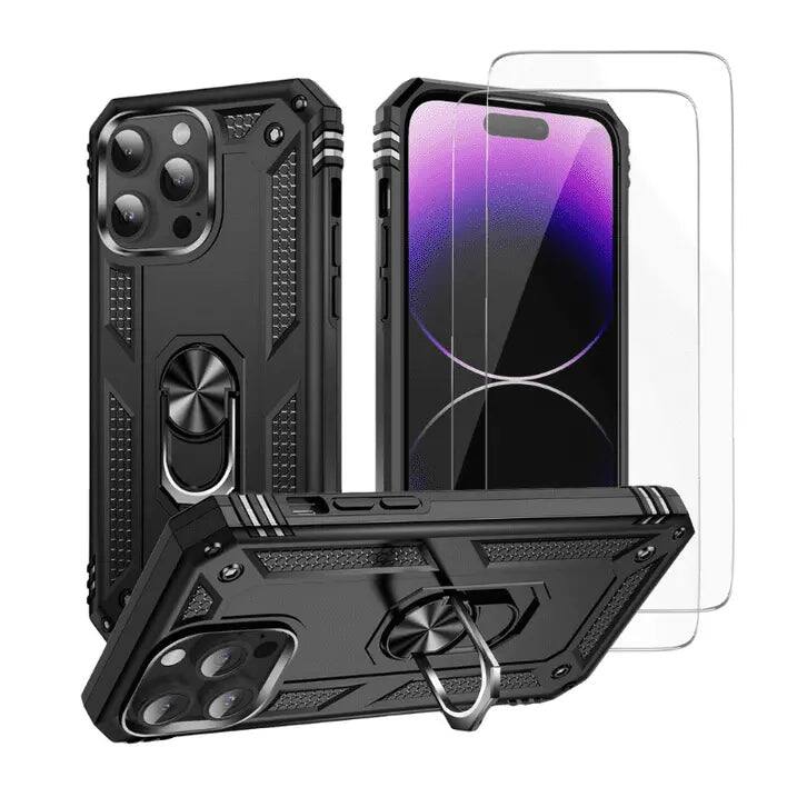 Front. Entronix - Entronix Bundle for iPhone 16 Pro - Guard Gripstand Case & 2 Screen Protectors - Black.