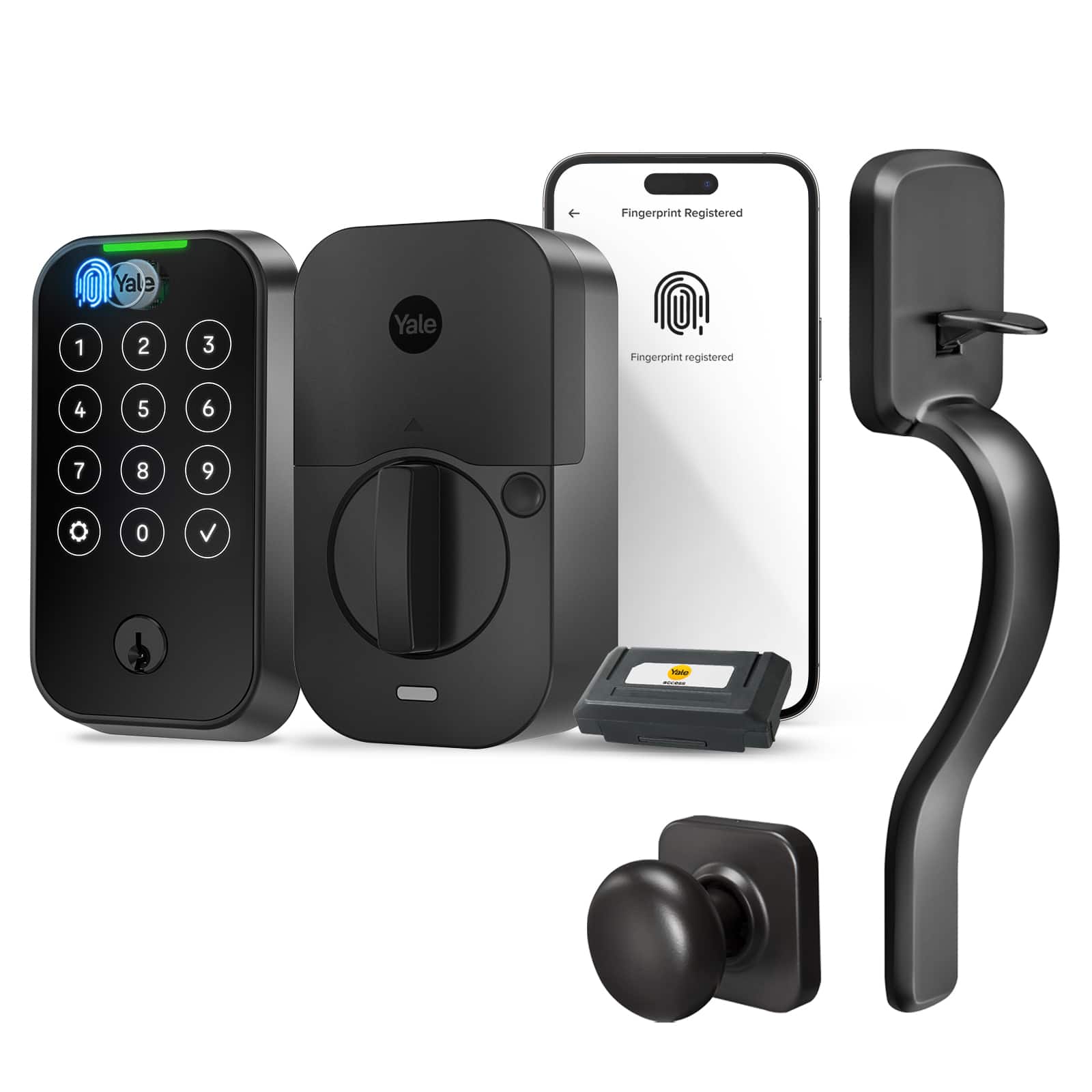 Yale - Assure Lock 2 Touch with Wi-Fi and Ridgefield Handle - Black Suede - Front_Zoom