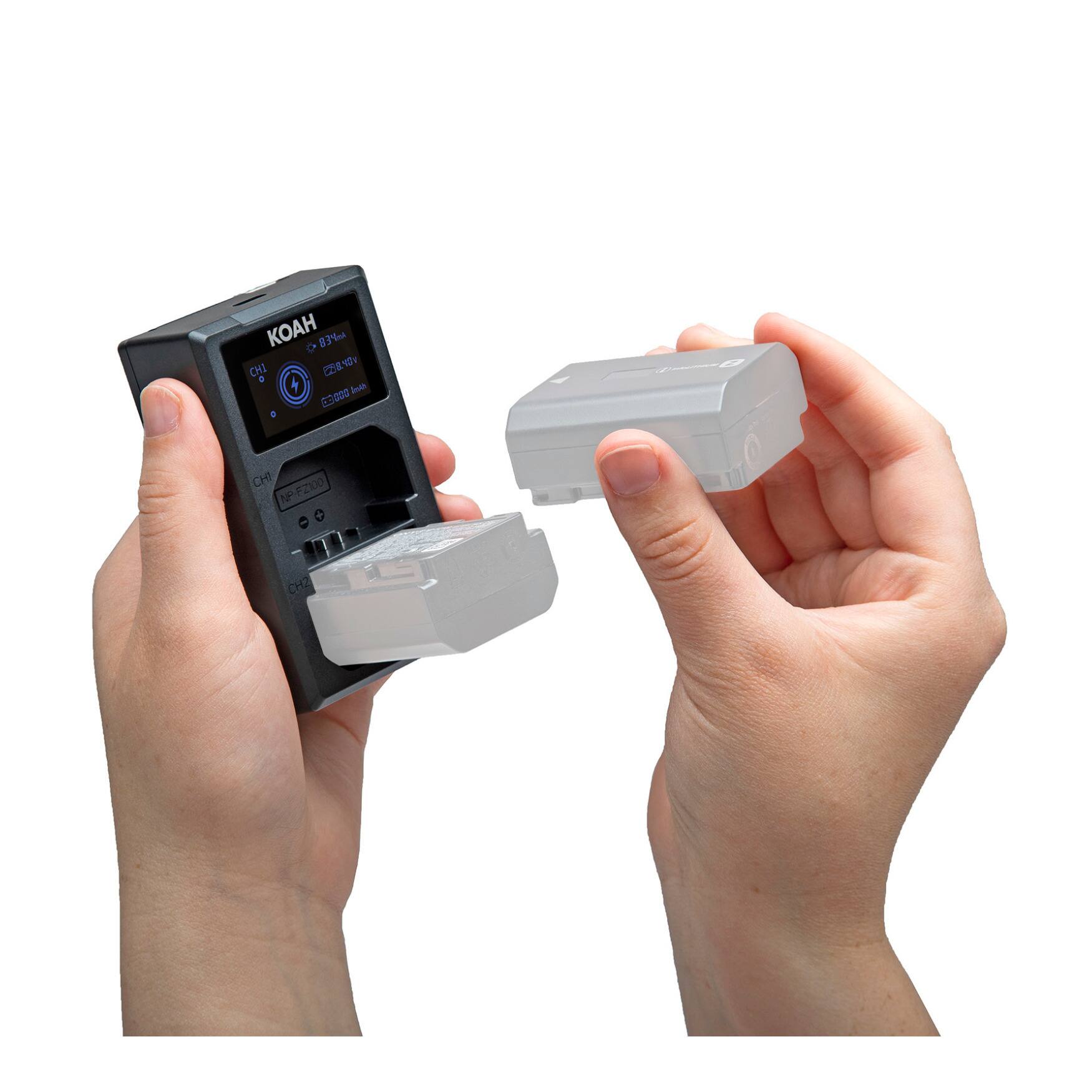 KOAH  
CH1  
> 83%  
28.8V  
2800mAh  

CH2  
18650  

CH1  
CH2  

NP-FZ100  
CHZ