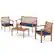 Front. Costway - 4 PCS Patio Wood Furniture Set with Loveseat, 2 Chairs & Coffee Table for Porch - Natural + Navy.