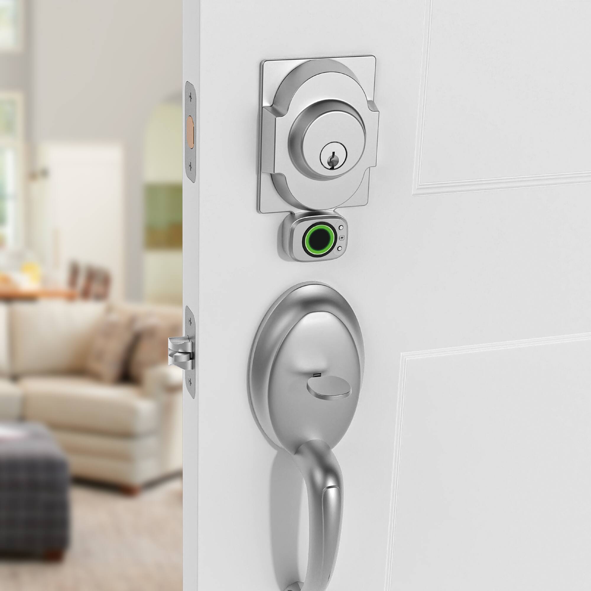 Alt View 18. Lockly - Flex Touch Pro Retrofit Smart Lock - Satin Nickel.