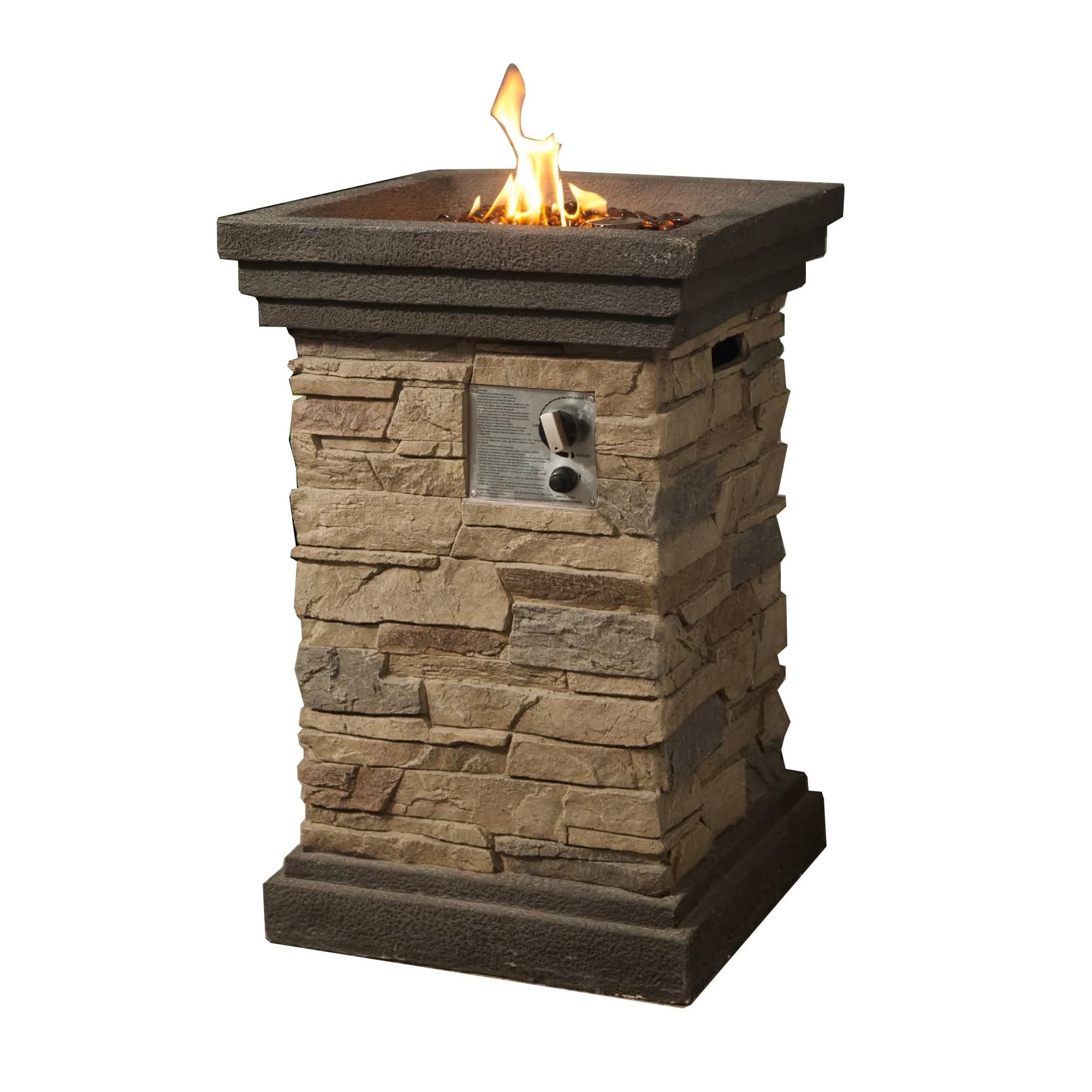 Northlight - 29.25" Classic Stone Column Style Gas Fire Pit - Gray