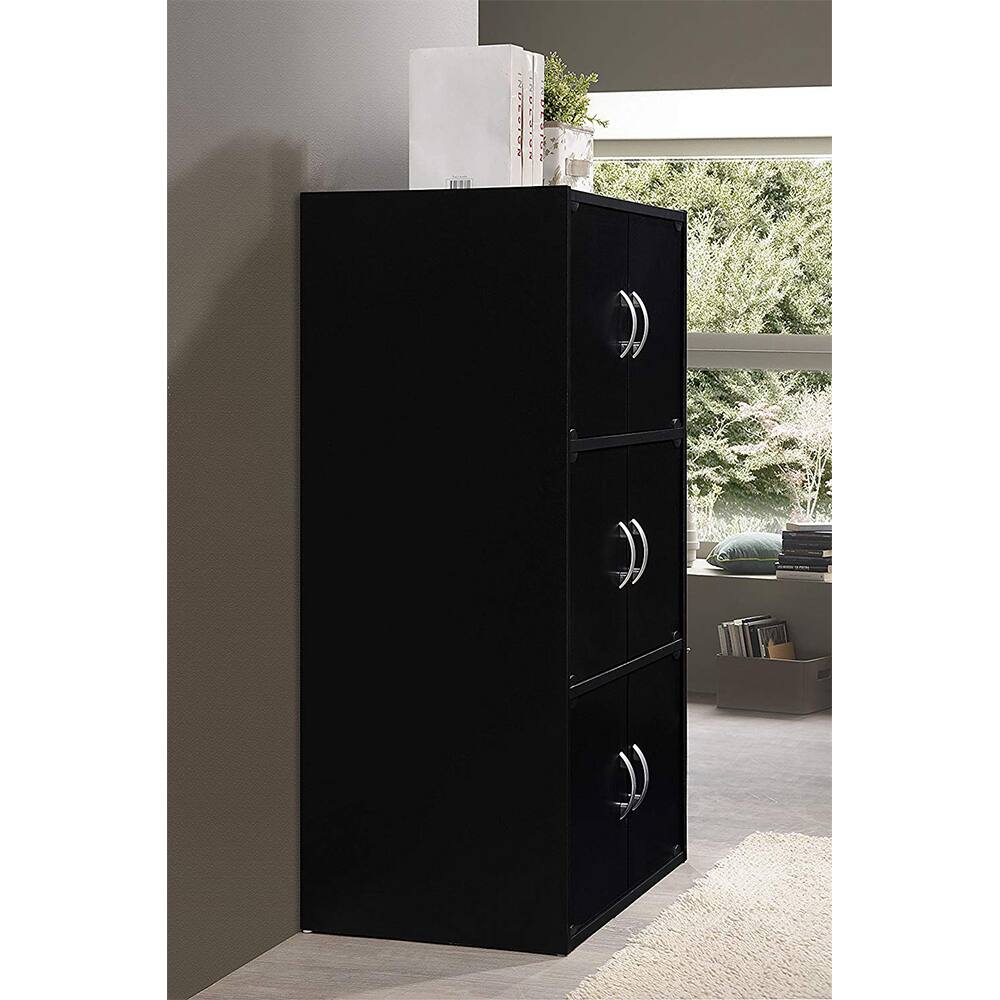 Alt View 10. Hodedah - Hodedah HID33 Home 6-Door 3-Shelves Bookcase Enclosed Storage Cabinet, Black - Black.