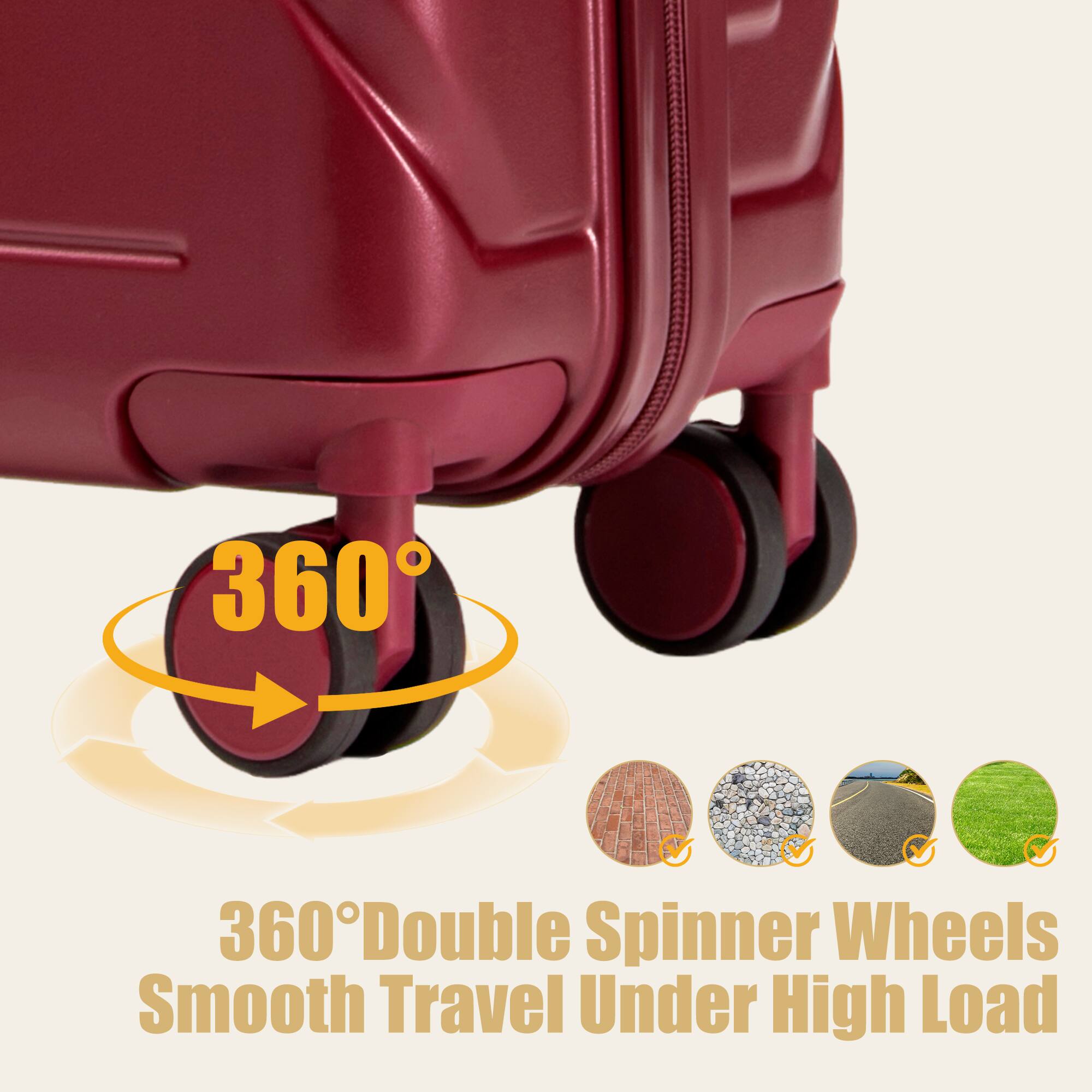 360° Double Spinner Wheels Smooth Travel Under High Load
