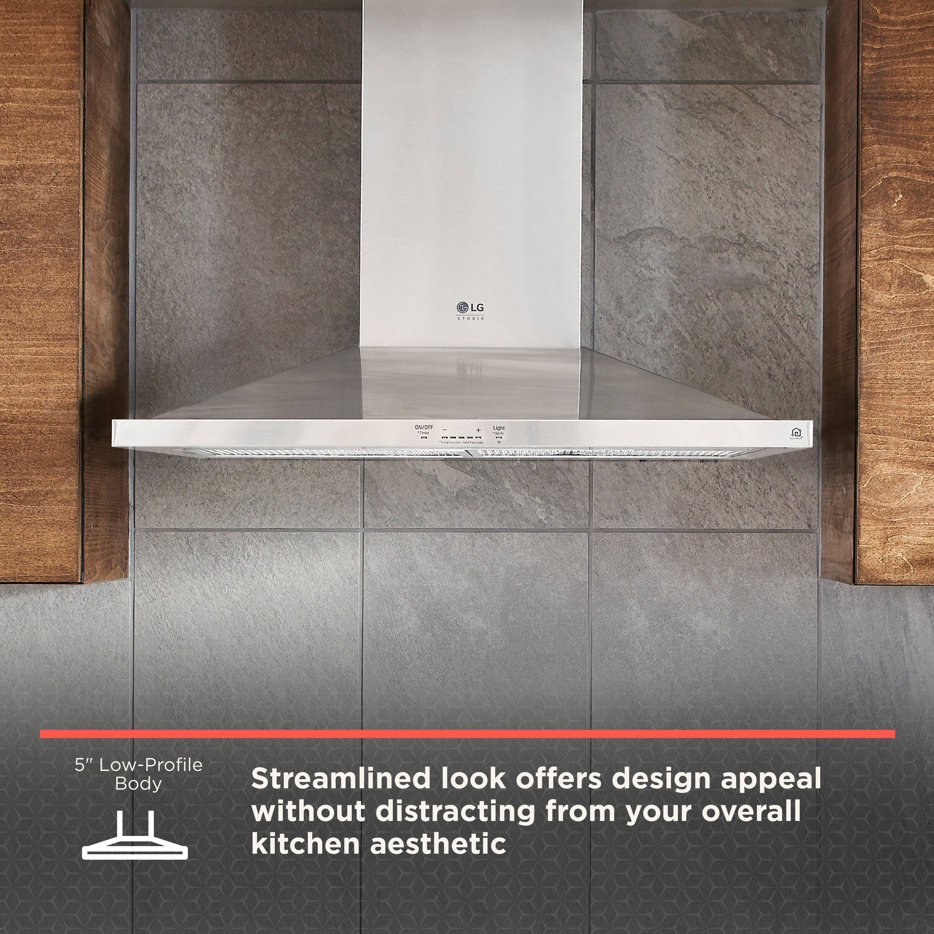 LG offers a streamlined look for their microwave oven, providing design appeal without distracting from the overall kitchen aesthetic. The 5" low-profile body of the microwave ensures a sleek and modern appearance, while still maintaining functionality and efficiency.