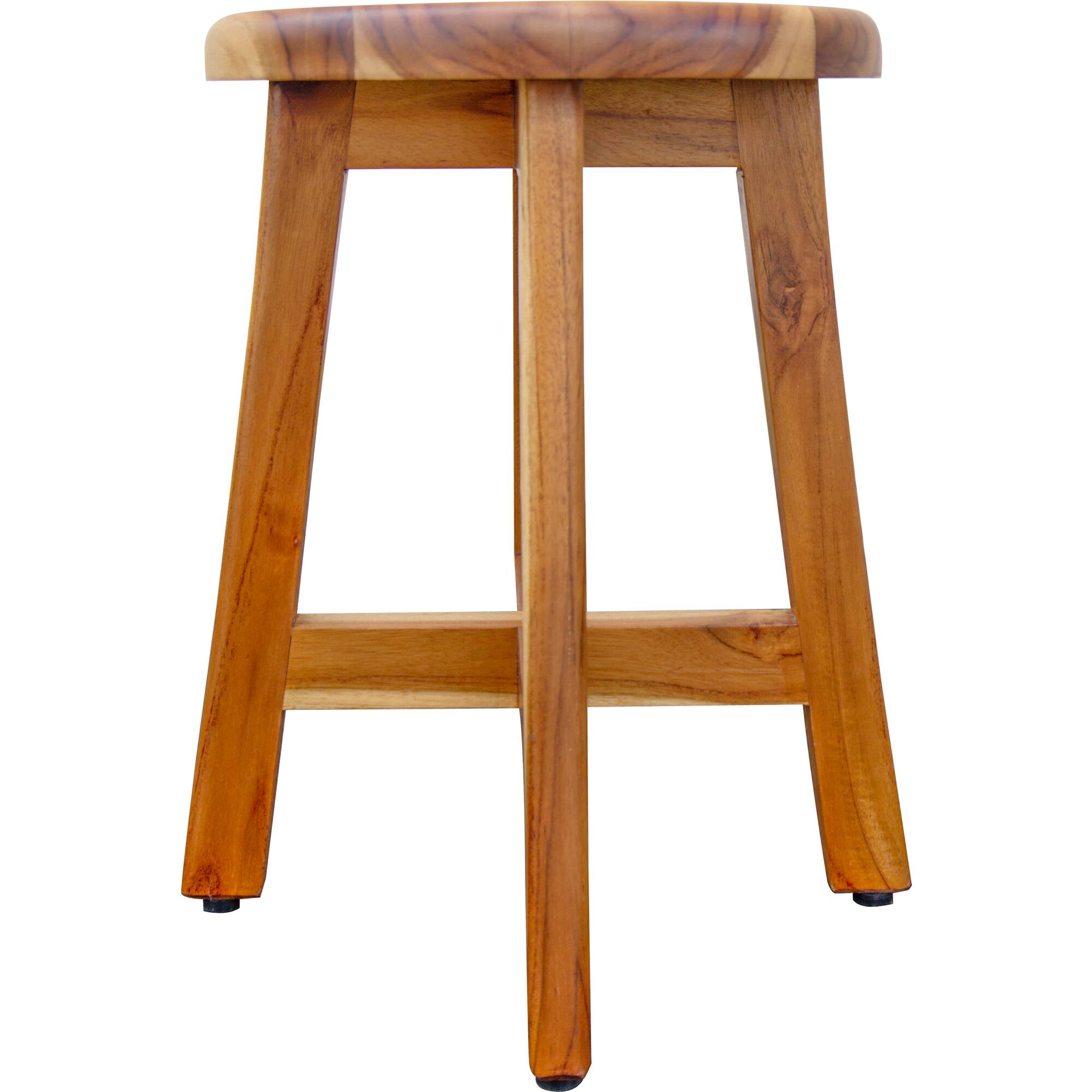 Angle. EcoDecors - EcoDecors Shoji 12 Inch Round Waterproof Teak Wood Shower Bench - EarthyTeak.