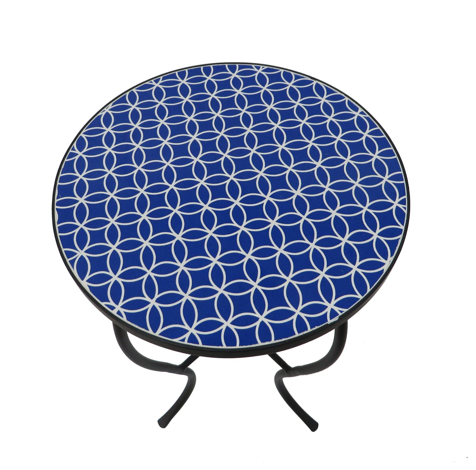 Angle. Jiallo - Mosaic Art Collection Alpine Accent Table - Blue.