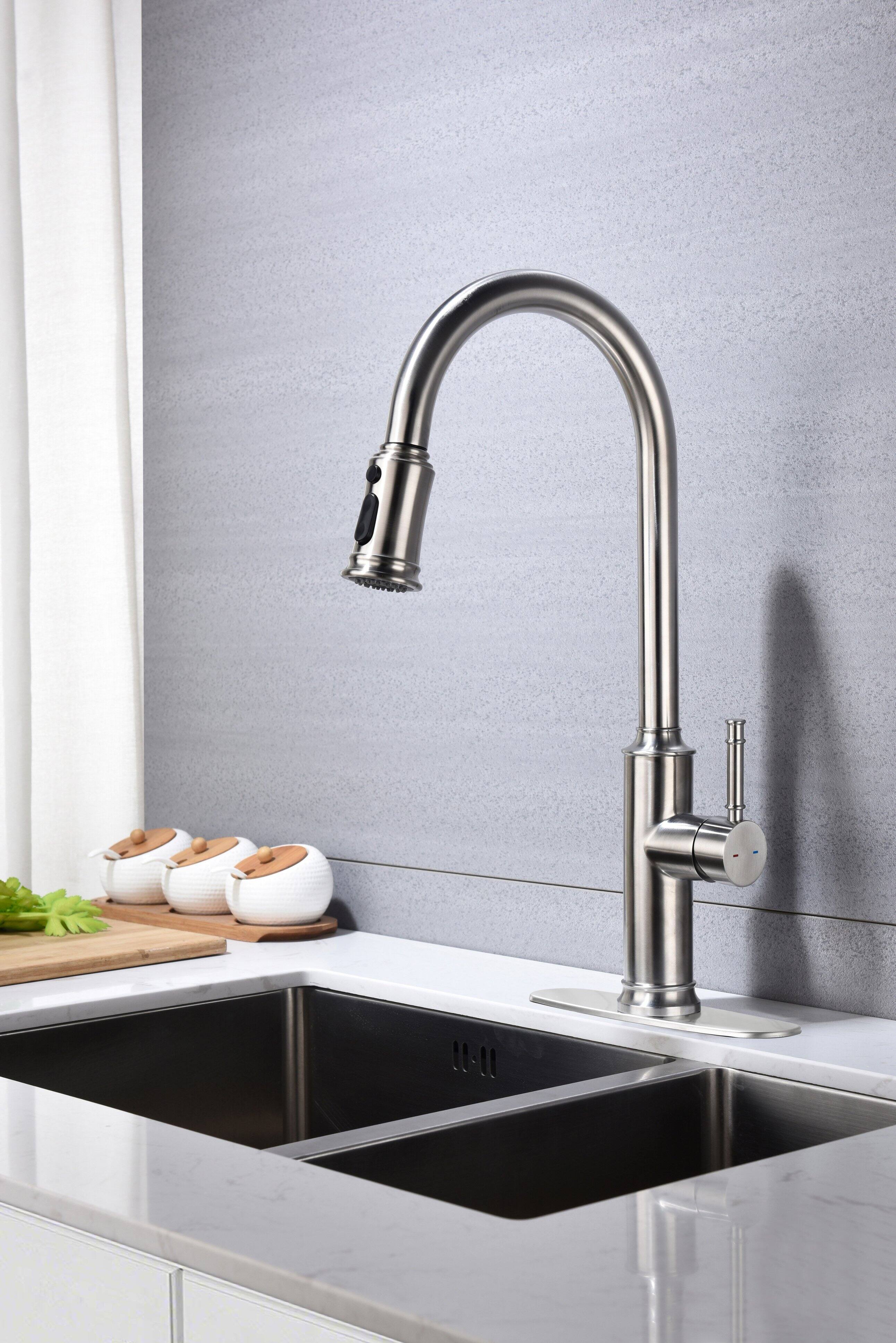 Alt View 4. Siljoy - Kitchen Faucet with Pull Out Spraye - Brushed Nickel.
