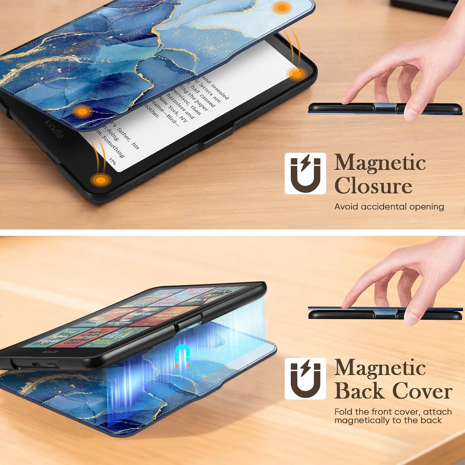 kindle

ir and ding t had letters resealed New harmless pervisor, the caused are: mother. name-Bird- York, and then paper I's NY u m. doing. father, Something his 17%

Magnetic Closure
Avoid accidental opening

THE LIVES
E

Magnetic Back Cover
Fold the front cover, attach magnetically to the back