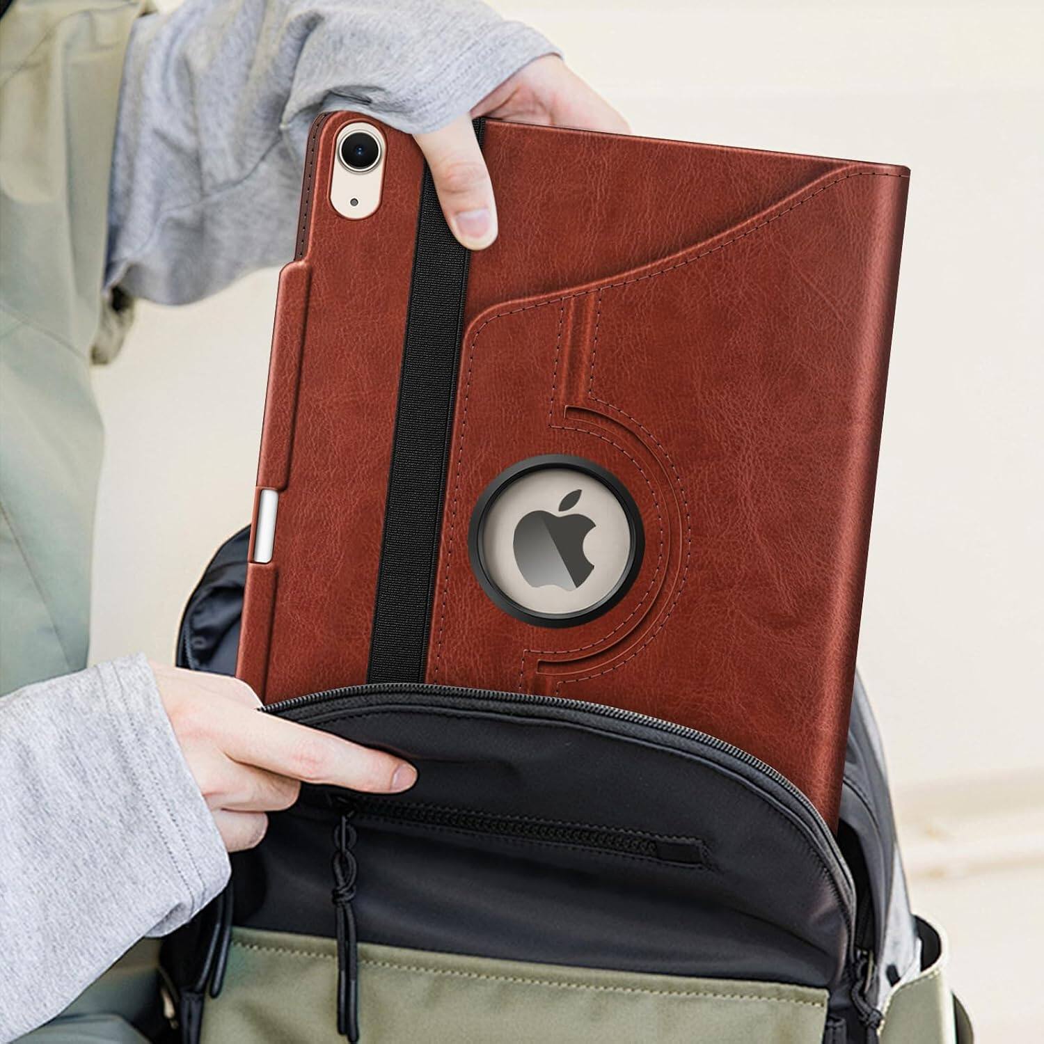 Alt View 5. Fintie - Rotating Case for iPad Air 13-inch M4/M3/M2 (2026/2025/2024) | 360° Swivel Stand Shockproof Protective Cover - Brown.
