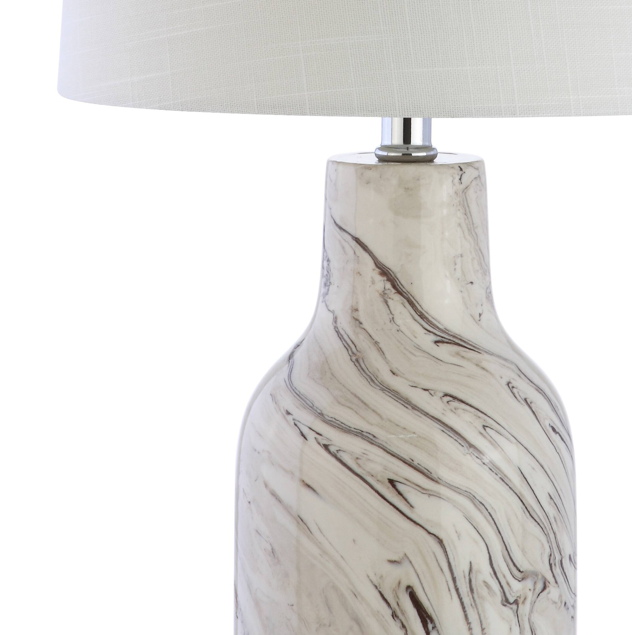 Alt View 4. Jonathan Y - Webb 23" Ceramic LED Table Lamp, Gray/White - Gray.