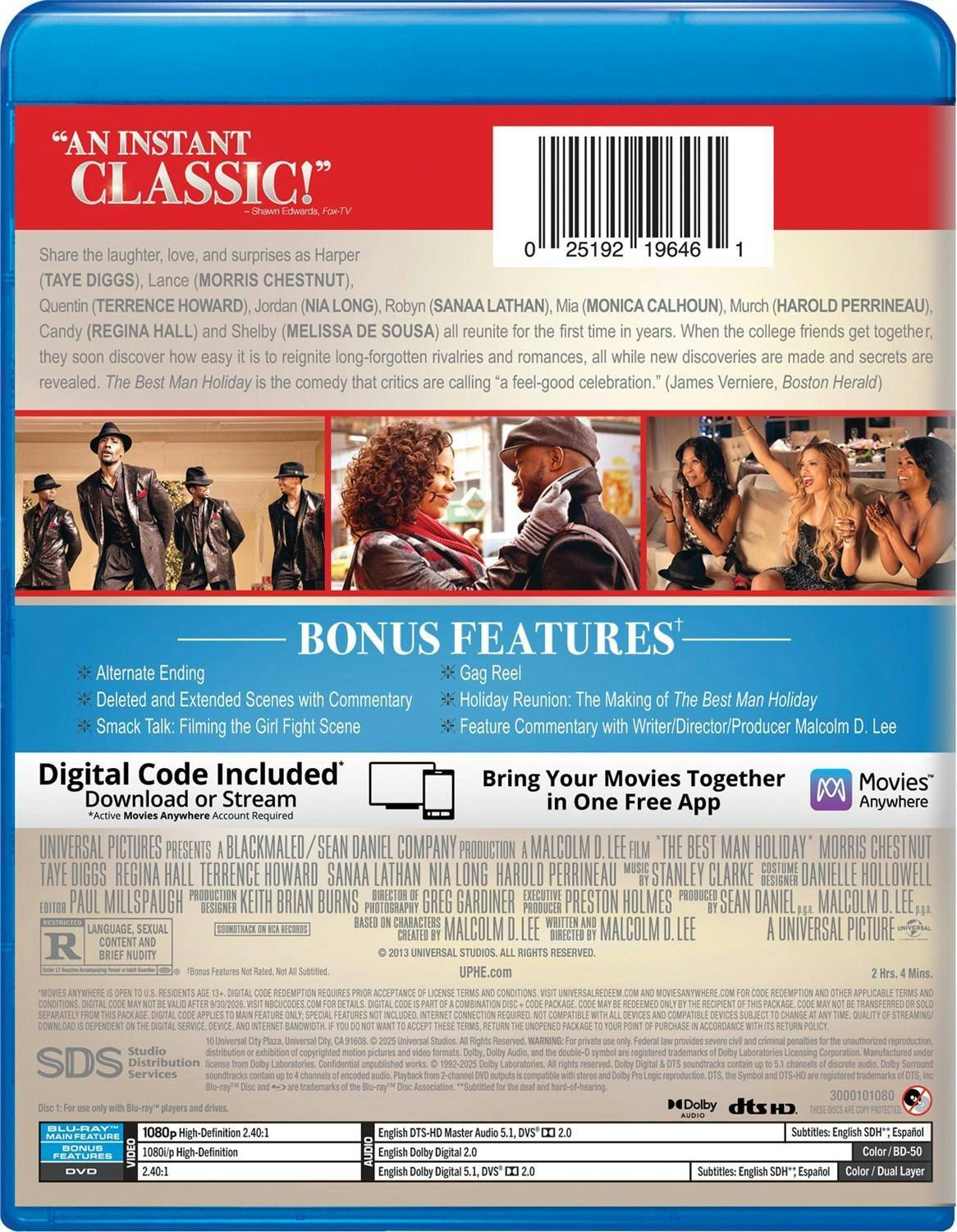 Back. The Best Man Holiday (DVD + Digital) [Blu-ray].