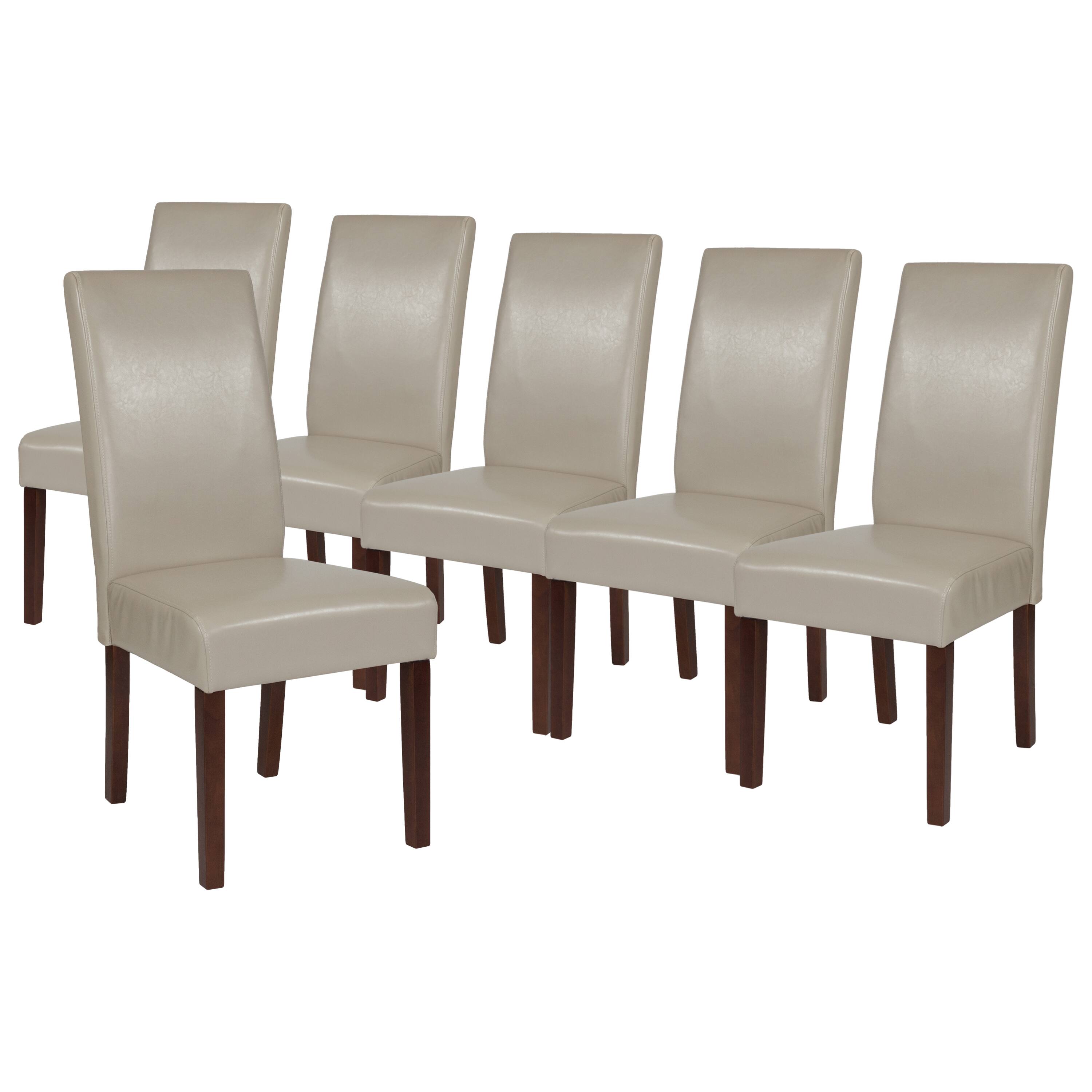 Alt View 1. Emma + Oliver - Mid-Century Parsons Chair and Hardwood Frame for Kitchen, Dining Room & More - Beige Faux Leather.