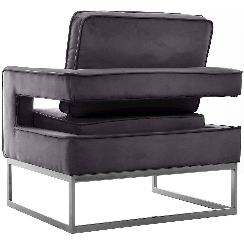 Alt View 4. Meridian Furniture - Noah Grey Velvet Accent Chair - Grey.