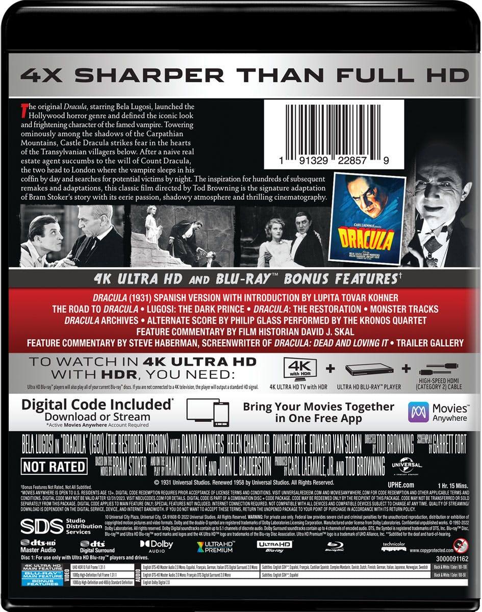 Back. Dracula   - 4K Blu-Ray.