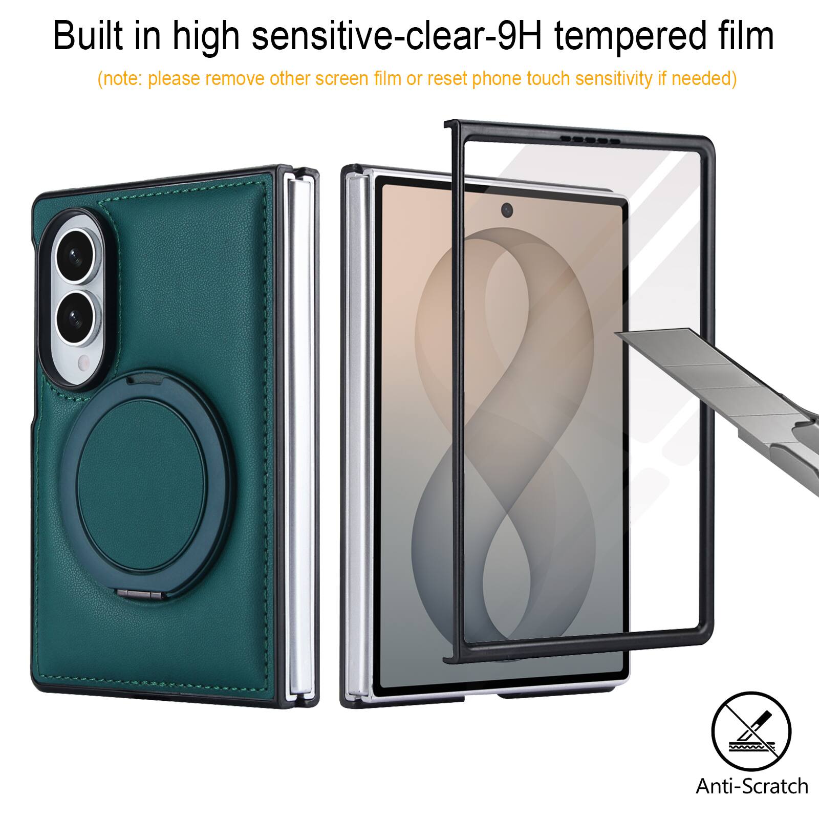 Built in high sensitive-clear-9H tempered film (note: please remove other screen film or reset phone touch sensitivity if needed)

Anti-Scratch