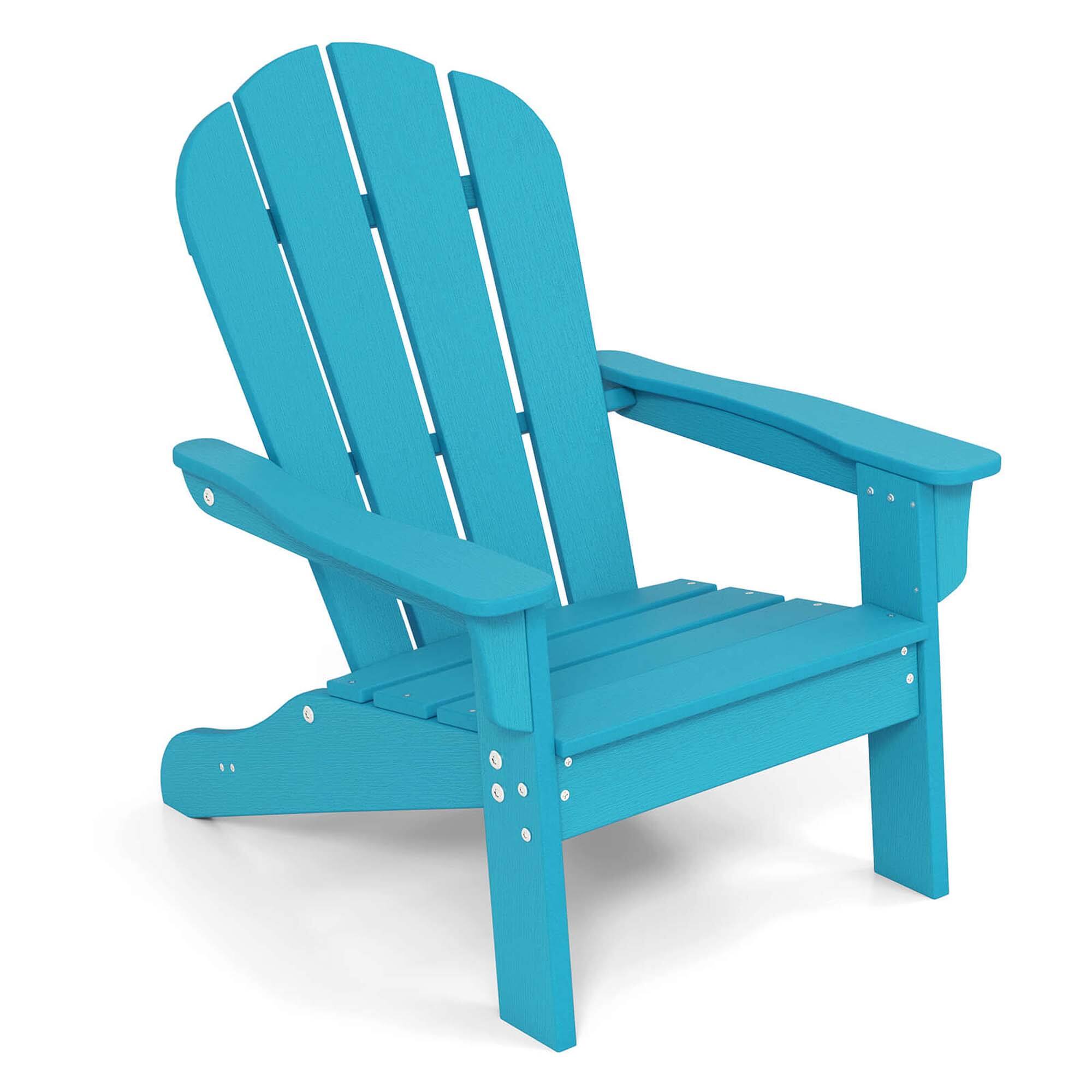 Front. Costway - Costway Kids Adirondack Chair with High Backrest Armrests Fire Pit Chair for Kids Ages 3-8 - Turquoise.