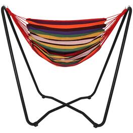 Sunnydaze - Cotton Hammock Chair with Space Saving Steel Stand - Sunset