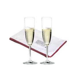 Riedel - Vinum Champagne Flute 2 Piece Glass Set with Polishing Cloth - Clear