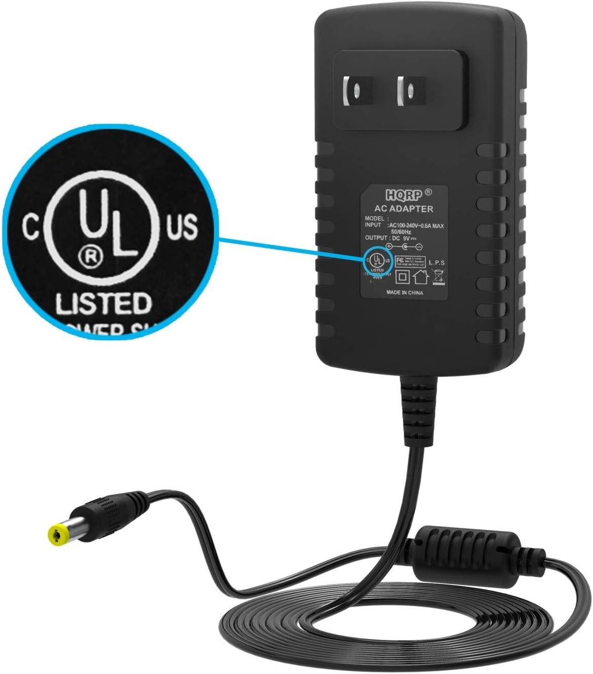 C U L US LISTED NCD R HQRP AC ADAPTER MODEL: AC100-242V-06A MAX 506ONz OUTPUT DC 9V 1A L P.S S oTD MADE IN CHINA