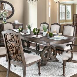 Loheer - Rustic Solid Wood Dining Table with Expandable Leaf, Trestle Base, Seats 8 - Natural
