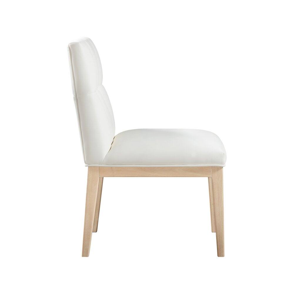 Alt View 2. Meridian Furniture - Adrian Cream Vegan Leather Dining Side Chair, Set of 2 - Beige.