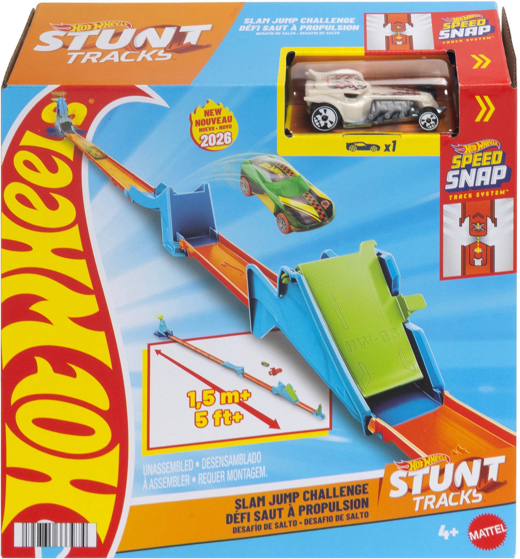 SLAM JUMP CHALLENGE  
HOY HOYHC  
DEFI SAUT A PROPULSION  
SION SPEED STUNT DEAO  
mE SALP RSAO - SALER SNAP  
EVETEN- TANEM TRACKS  
NEW NOUVEAU NOVO NUEVO 2026  
x1 WNIE NO SPEED SNAP TRACK  
"MITEY H HoLWKeer  
UNASSEMBLED  
ASSEMBLER 1,5 5 REQUER  
DESENSAMBLADO ft+ m+  
DFI MONTAGEM.  
DESAFIO SLAM SAUT DE JUMP  
SALTO PROPULSION CHALLENGE  
DESAFIO DE HW-68  
SALTO STUNT NOD TRACKS  
WHO 4+  
MATTEL