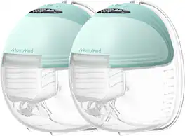 MomMed - Hands Free Wearable Breast Pump, 3 Modes+12 Levels, Low Noise Portable Electric Double Pump - Green