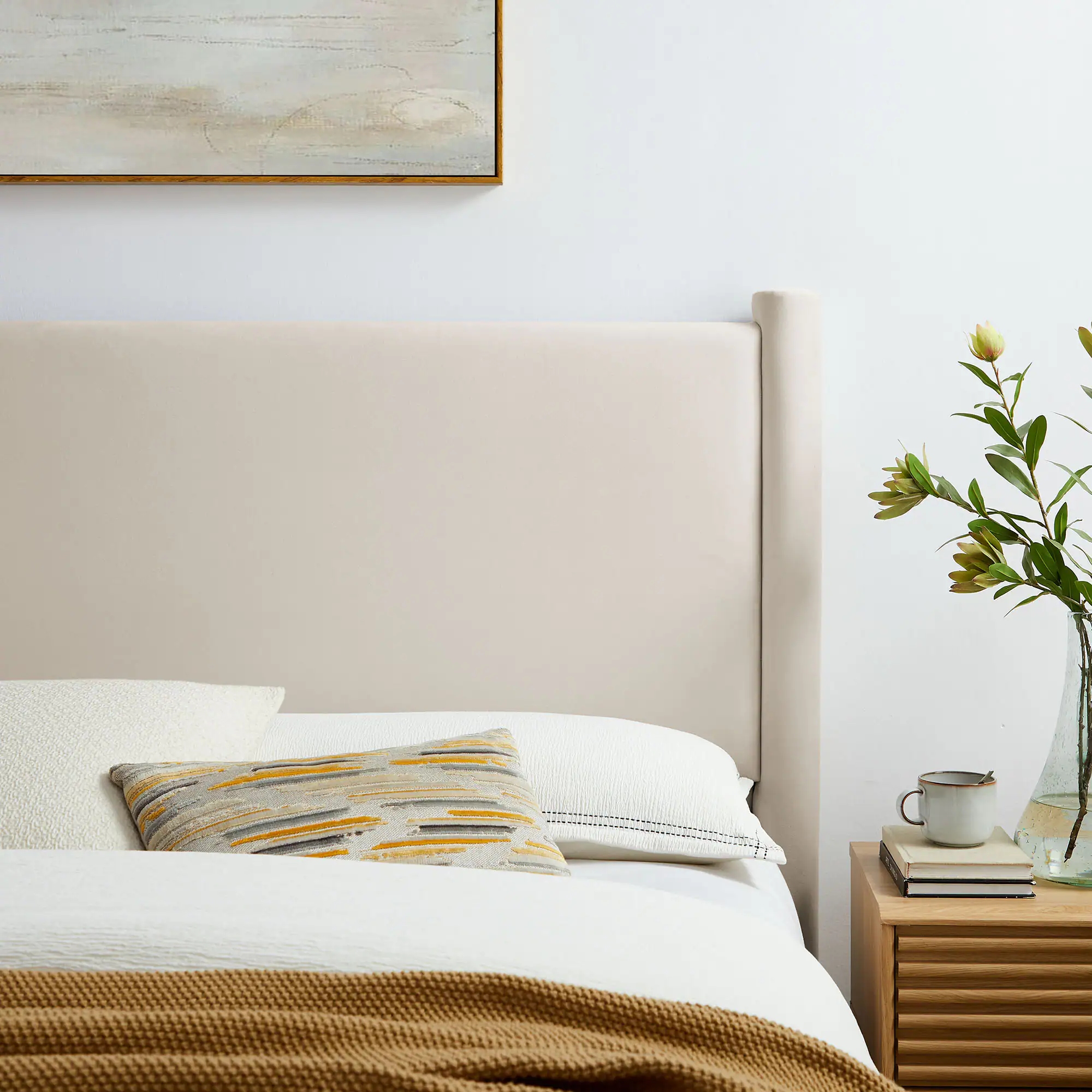 Alt View 3. Modway - Rael Performance Velvet Full Headboard by Modway - Ivory.