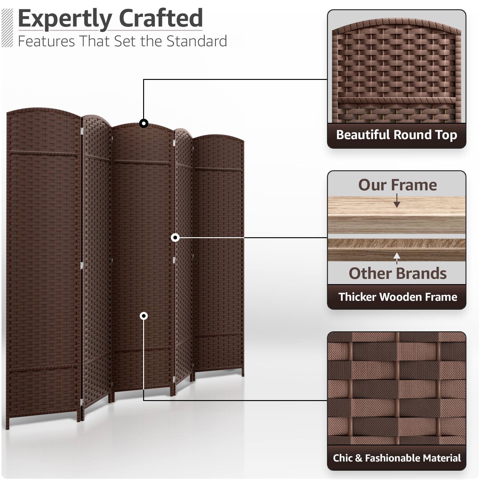 Sorbus Extra Wide Double Hinged 5 Panels Partition Room Dividers ...