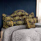 Front. wowmax - Blue Gold Queen Pillow Set - 3 Piece Headboard, Body & Throw Pillows for Bed Rest and TV Watching - Blue-Gold.