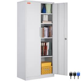 VEVOR - Metal Storage Cabinet, Steel Locking Storage Cabinet with 2 Magnetic Doors and 4 Adjustable Shelves, 71'' Metal Cabinet - White