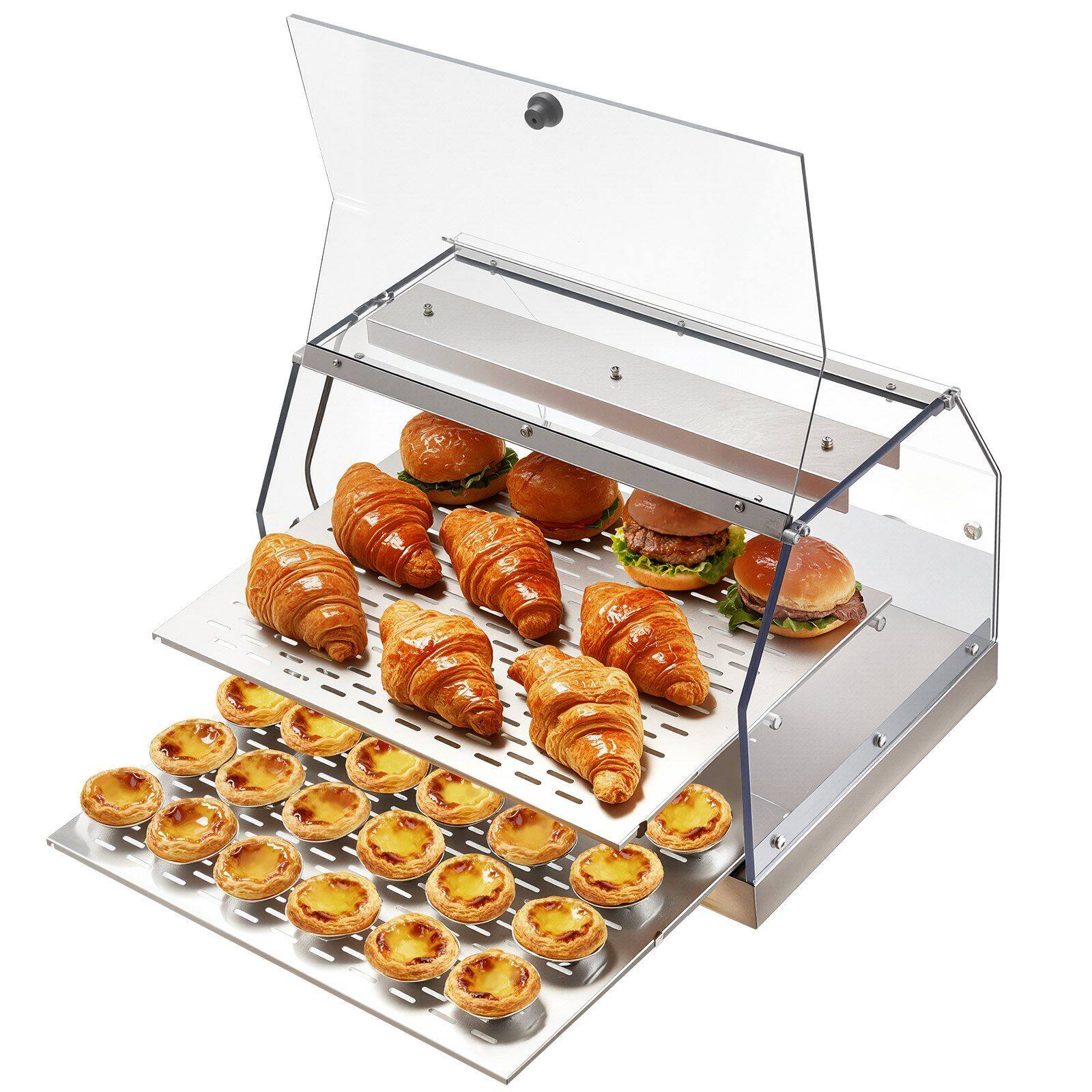 Alt View 4. Akoasm - Commercial Food Warmer with Light - 48L Double-Sided Door Display for Burgers, Pizza, Adjustable Temp 85-185°F - Silver.