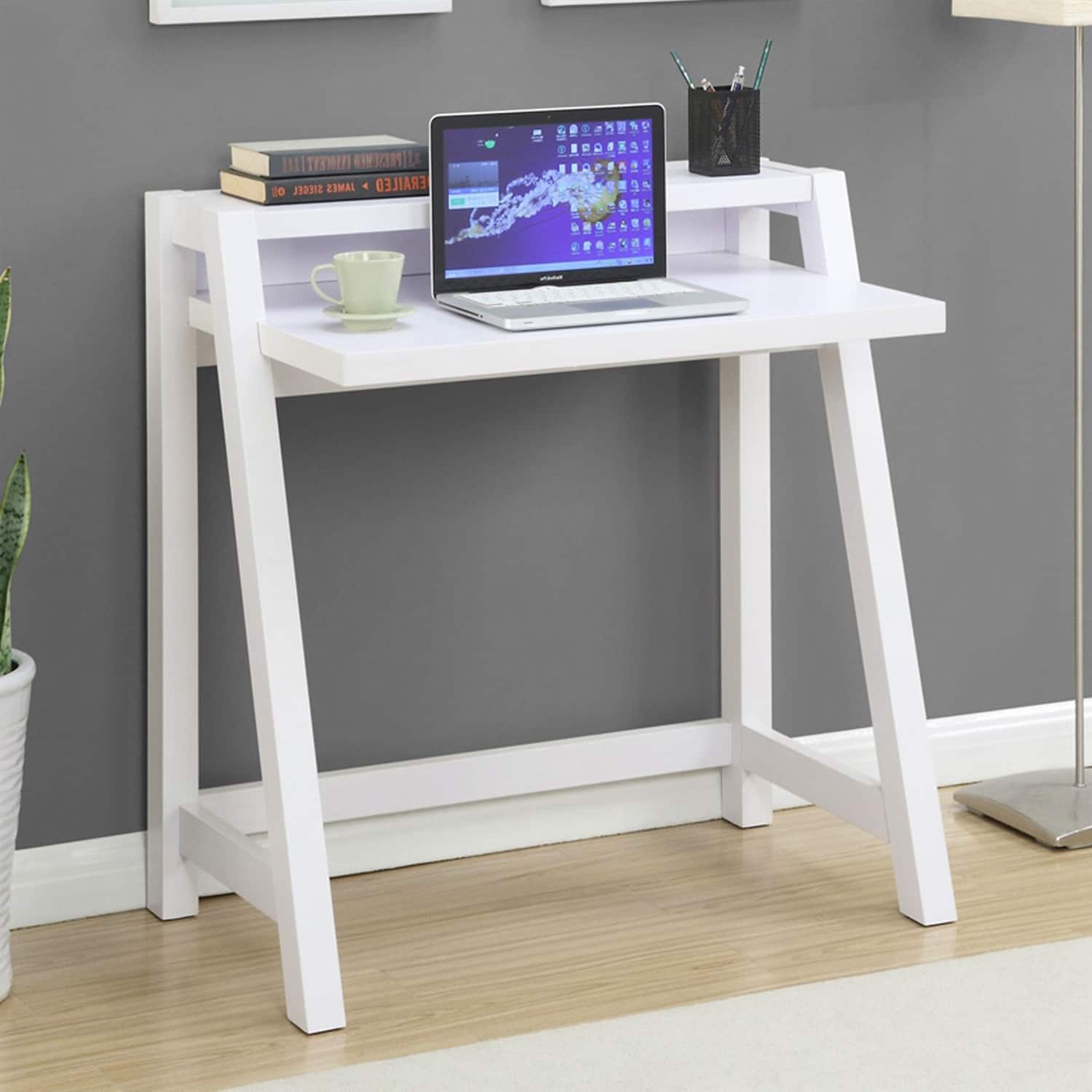 Hivvago - Modern Minimalist Compact Laptop Computer Desk - White