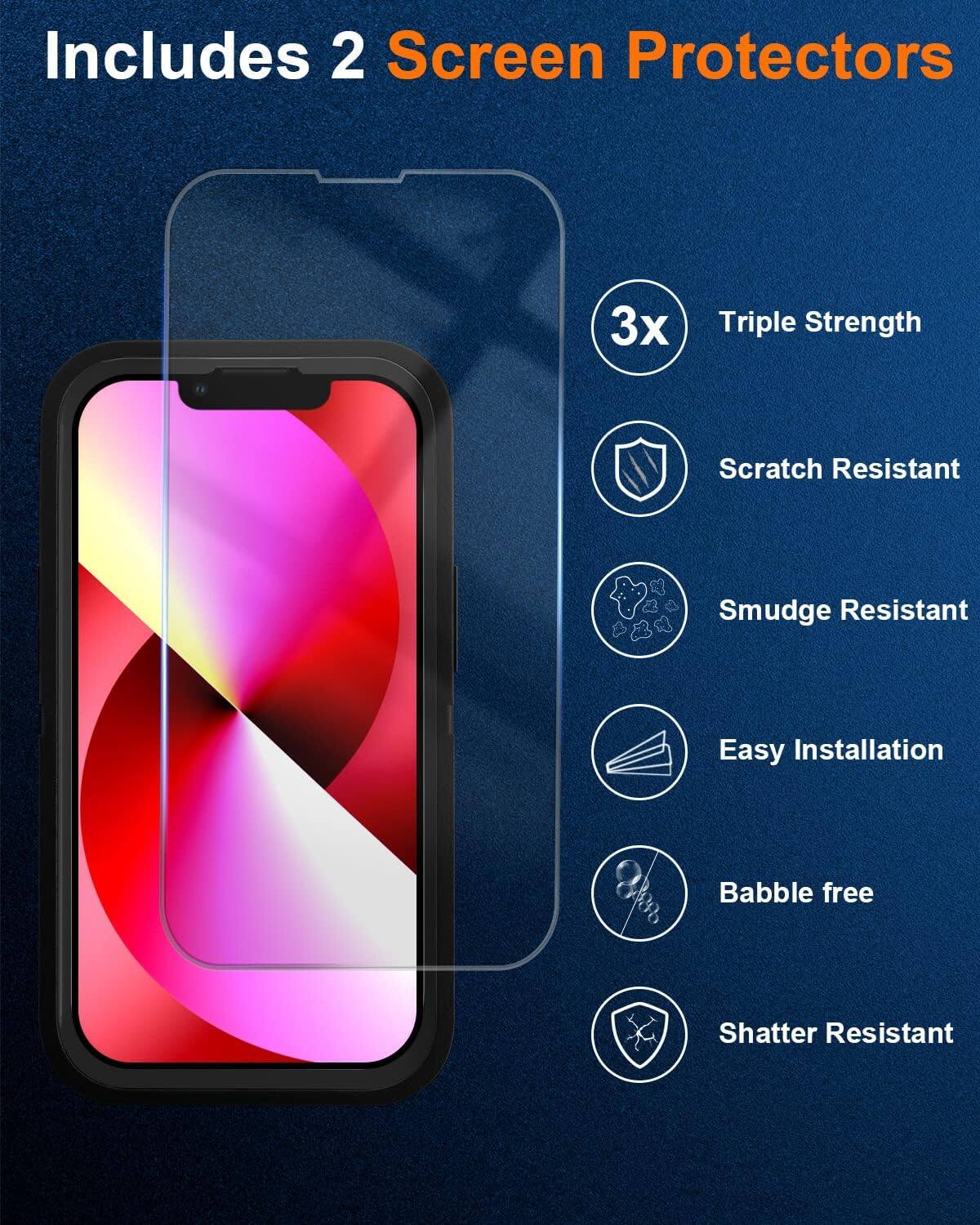 Includes 2 Screen Protectors, 3x Triple Strength, Scratch Resistant, Smudge Resistant, Easy Installation, Babble free, Shatter Resistant