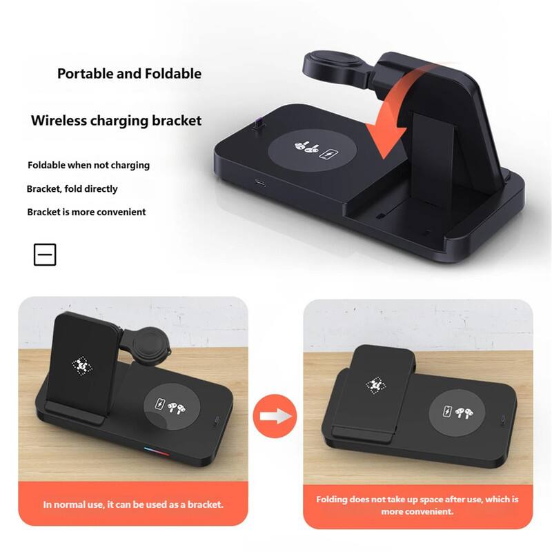 Portable and Foldable Wireless charging bracket

Foldable when not charging
Bracket, fold directly
Bracket is more convenient

In normal use, it can be used as a bracket.
Folding does not take up space after use, which is more convenient.