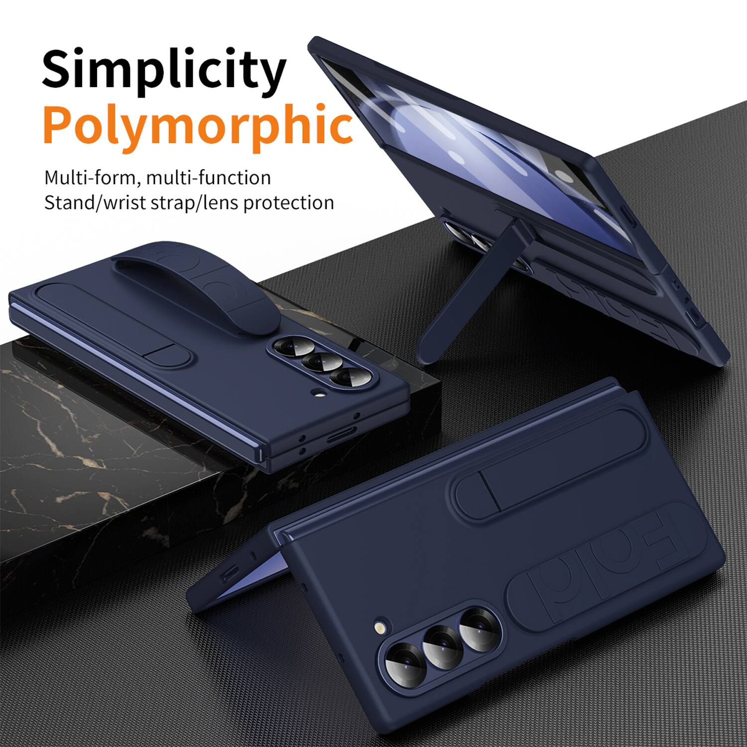 Simplicity  
Polymorphic  
Multi-form, multi-function  
Stand/wrist strap/lens protection