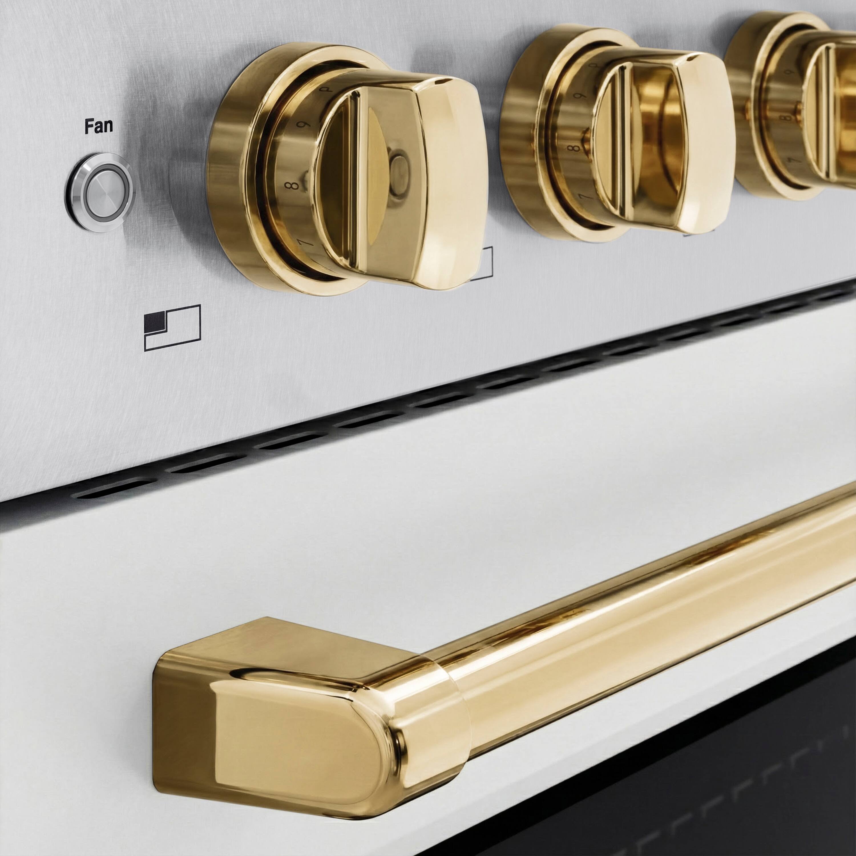 Alt View 3. ZLINE - Autograph 36 in. 5.2 cu. ft. Paramount Freestanding Induction Range in Satin Steel with Gold Accents & White Door - Matte White.